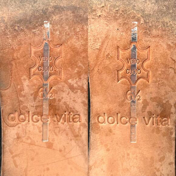 Dolce Vita Black Leather Bow Faux Fold Over 3" Stacked Heel Ankle Boots 6.5 - Picture 7 of 7